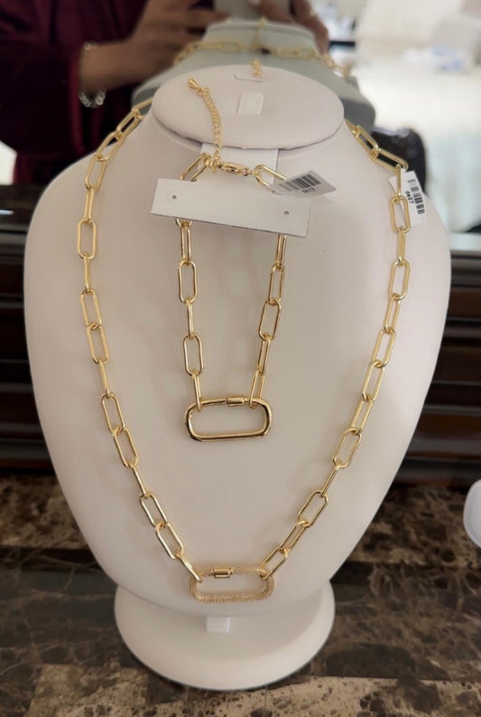 Paper clip Set bracelet and necklace